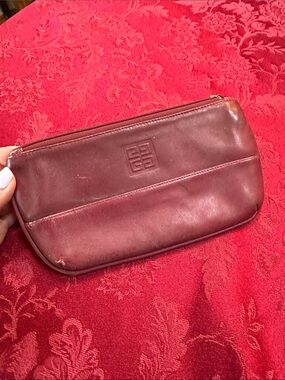 Givenchy Burgundy Leather Zip Pouch